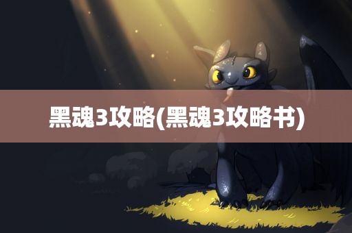 黑魂3攻略(黑魂3攻略书)