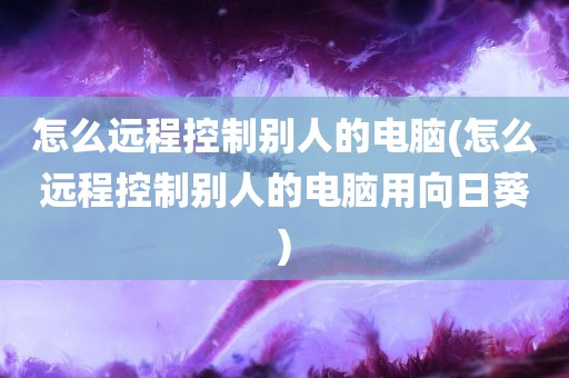 怎么远程控制别人的电脑(怎么远程控制别人的电脑用向日葵)