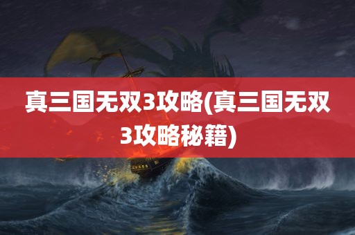 真三国无双3攻略(真三国无双3攻略秘籍)