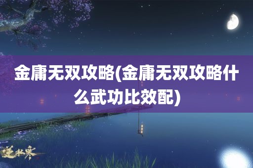 金庸无双攻略(金庸无双攻略什么武功比效配)