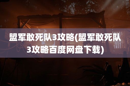 盟军敢死队3攻略(盟军敢死队3攻略百度网盘下载)