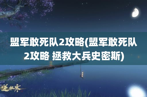 盟军敢死队2攻略(盟军敢死队2攻略 拯救大兵史密斯)