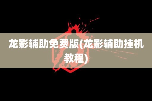 龙影辅助免费版(龙影辅助挂机教程)