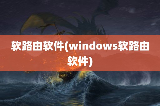 软路由软件(windows软路由软件)