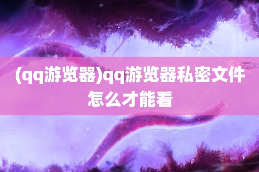 (qq游览器)qq游览器私密文件怎么才能看