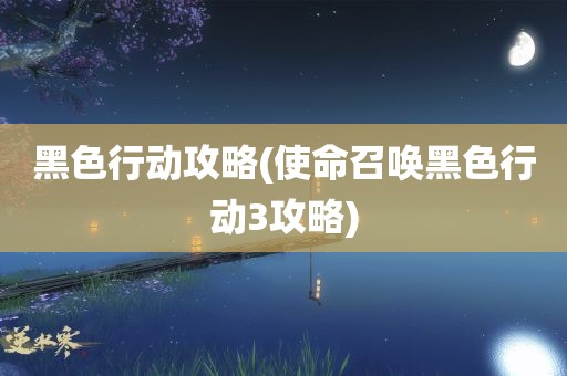 黑色行动攻略(使命召唤黑色行动3攻略)