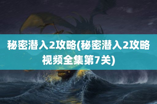 秘密潜入2攻略(秘密潜入2攻略视频全集第7关)